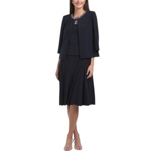ALEX EVENINGS Petite 2pc Tea-length Dress And Jacket Set